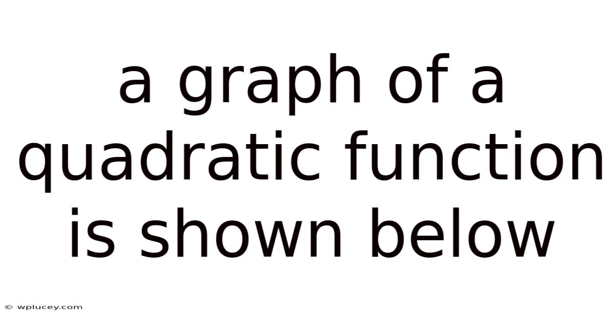 A Graph Of A Quadratic Function Is Shown Below