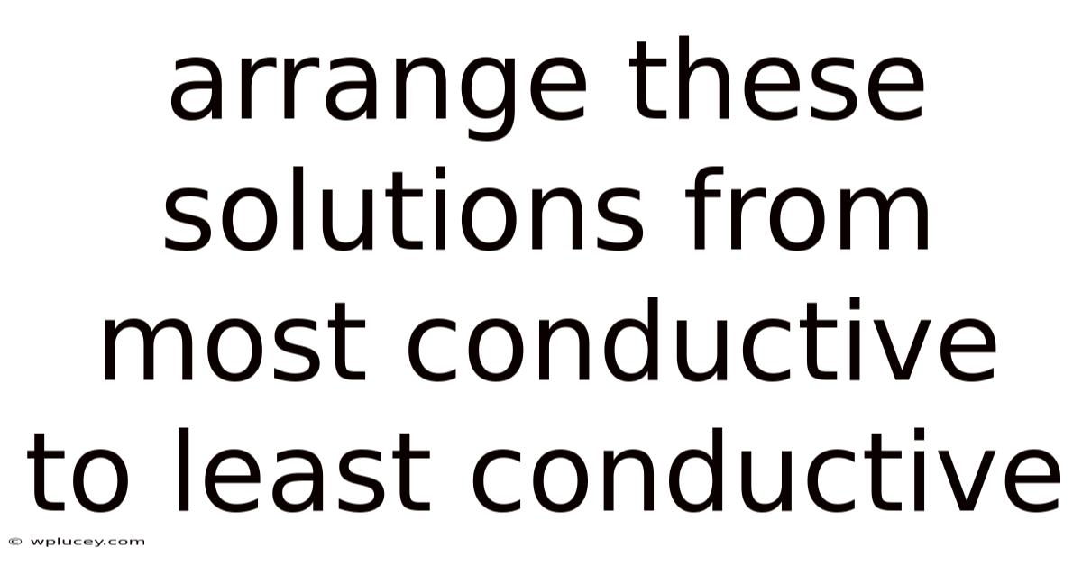 Arrange These Solutions From Most Conductive To Least Conductive