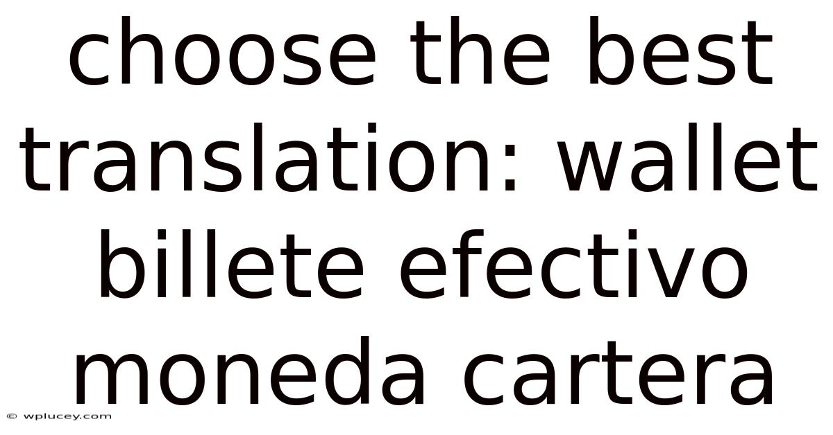 Choose The Best Translation: Wallet Billete Efectivo Moneda Cartera