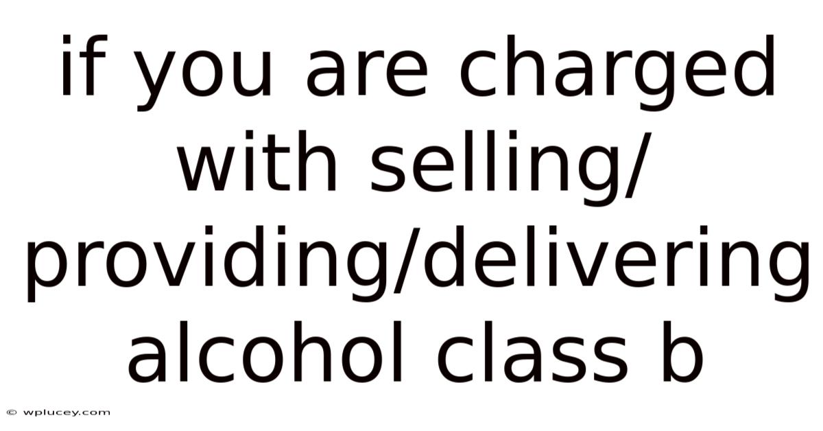 If You Are Charged With Selling/providing/delivering Alcohol Class B