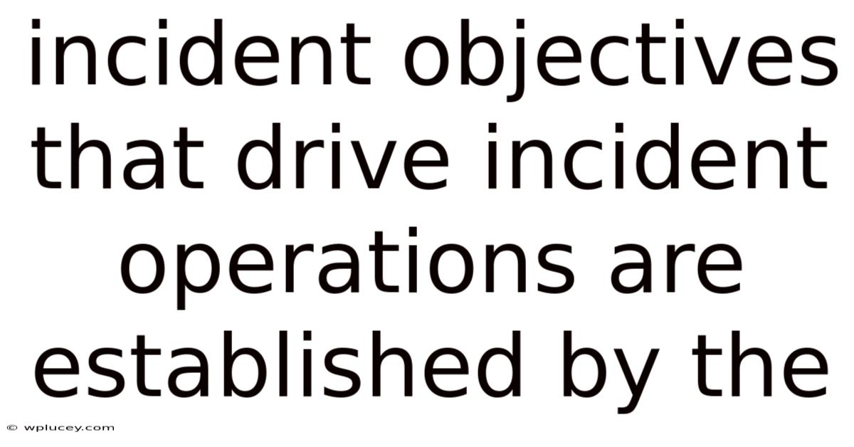 Incident Objectives That Drive Incident Operations Are Established By The
