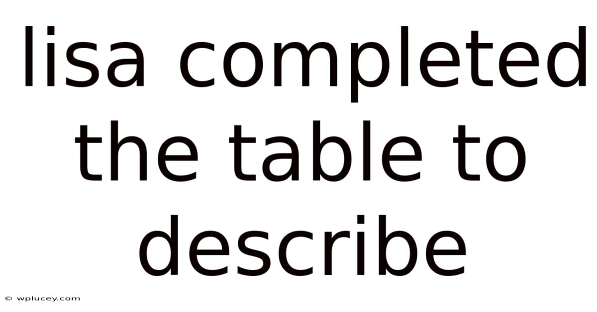 Lisa Completed The Table To Describe
