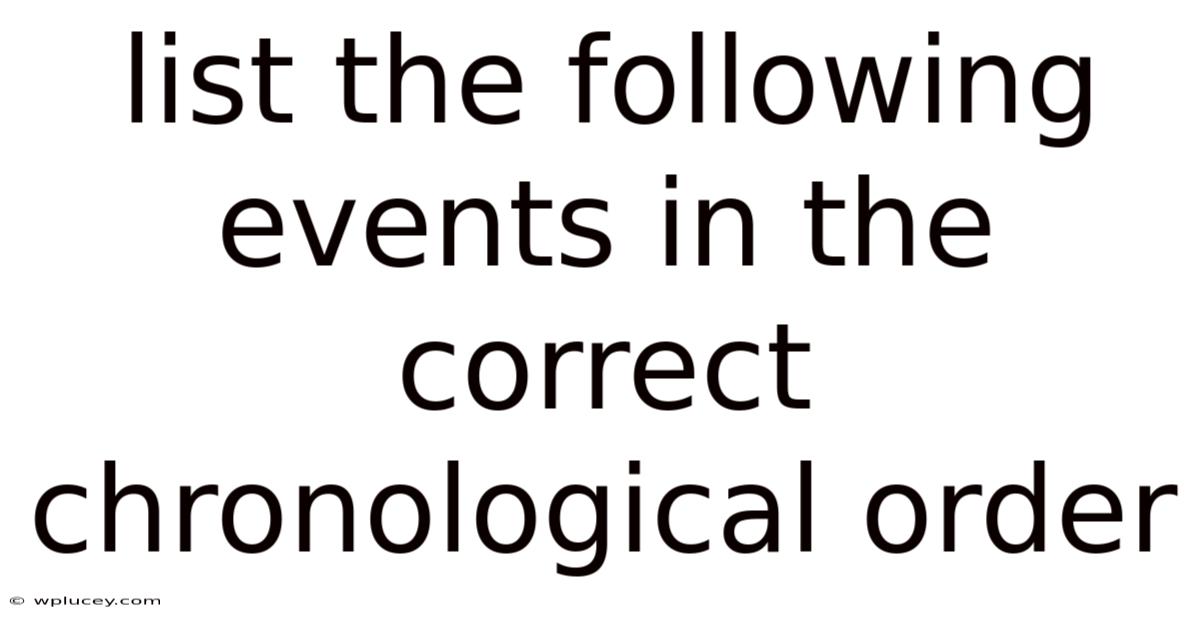 List The Following Events In The Correct Chronological Order