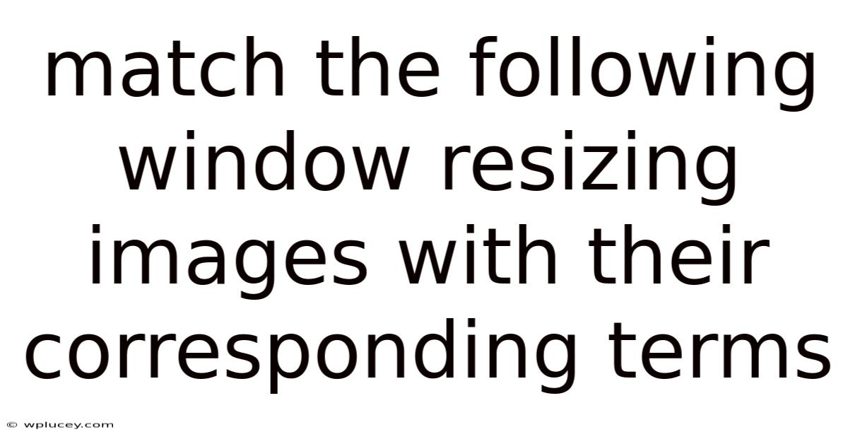 Match The Following Window Resizing Images With Their Corresponding Terms