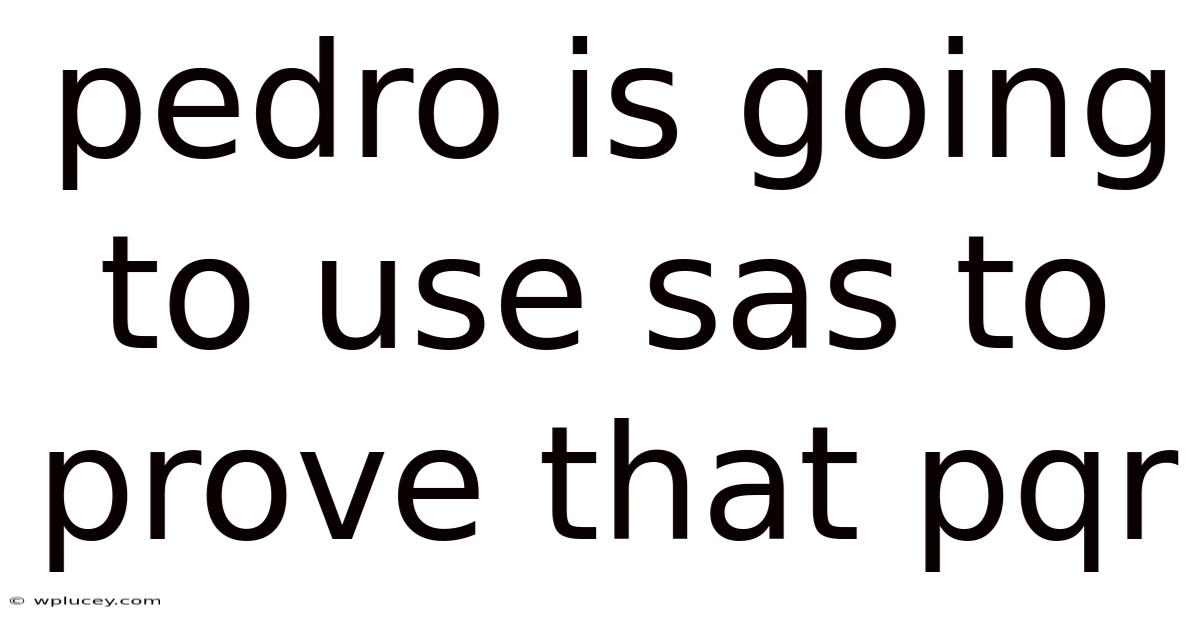 Pedro Is Going To Use Sas To Prove That Pqr