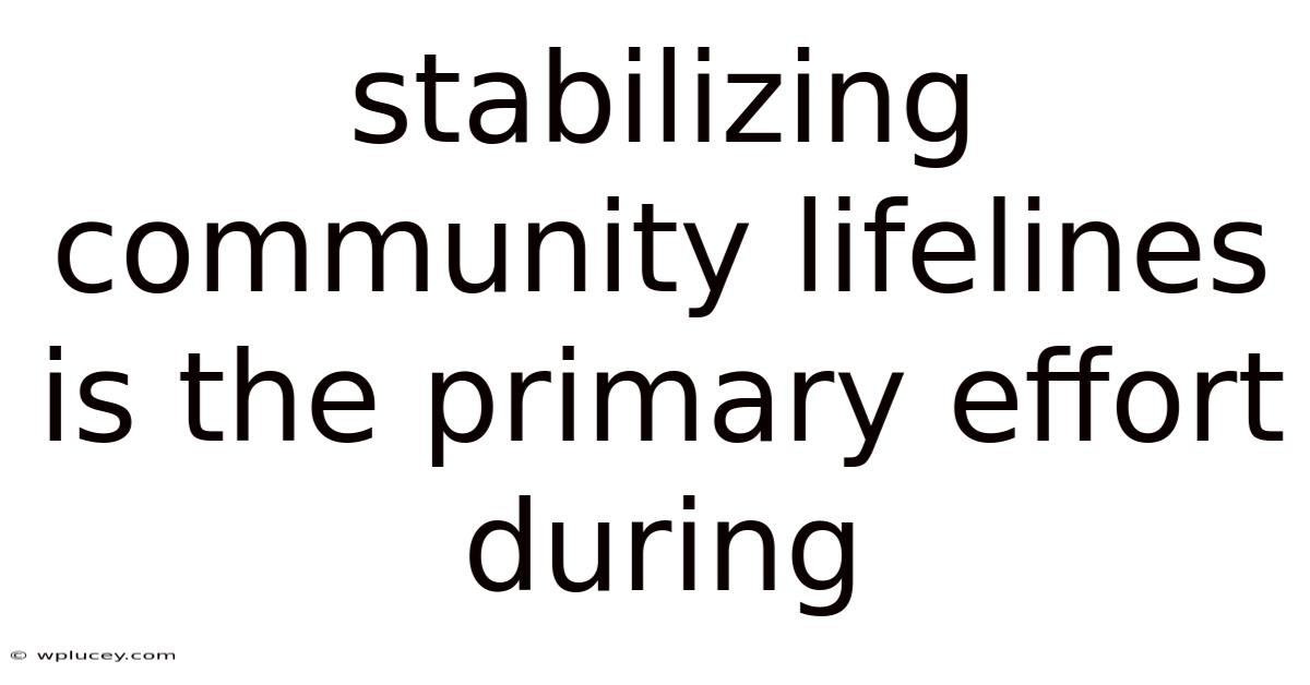 Stabilizing Community Lifelines Is The Primary Effort During