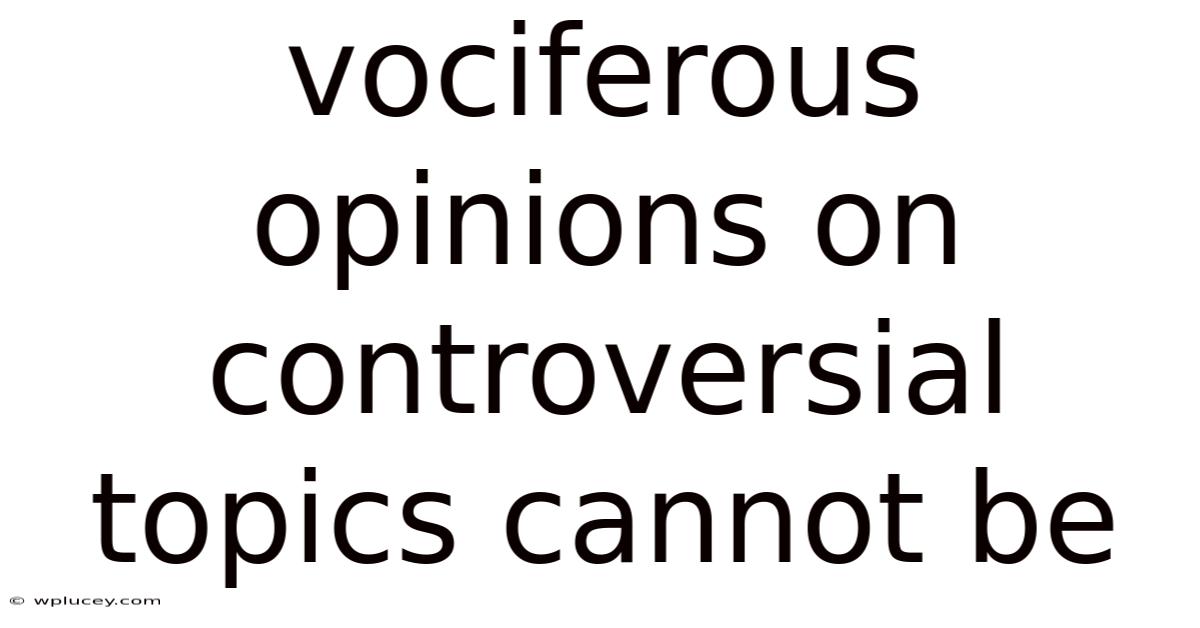 Vociferous Opinions On Controversial Topics Cannot Be