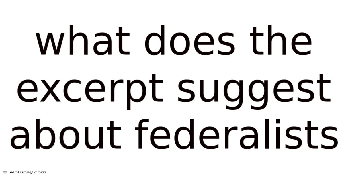 What Does The Excerpt Suggest About Federalists