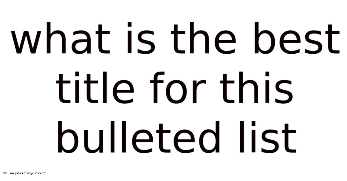What Is The Best Title For This Bulleted List