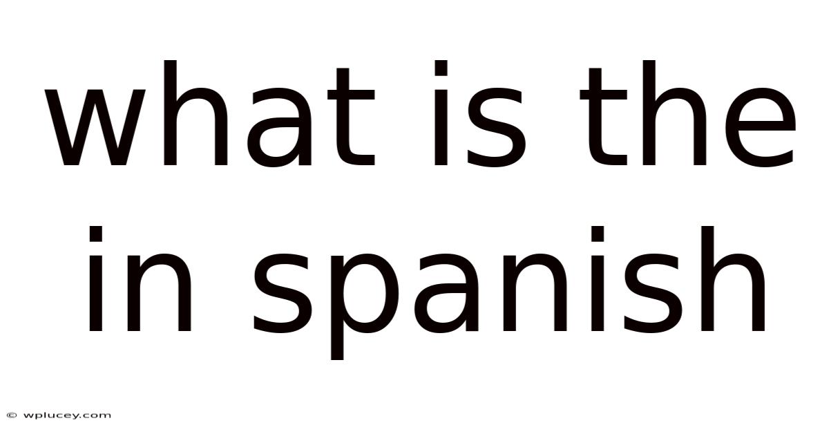 What Is The In Spanish