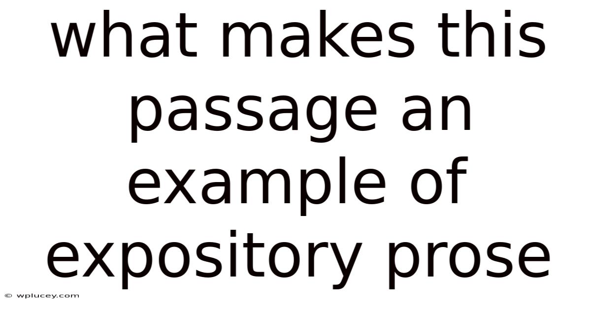 What Makes This Passage An Example Of Expository Prose