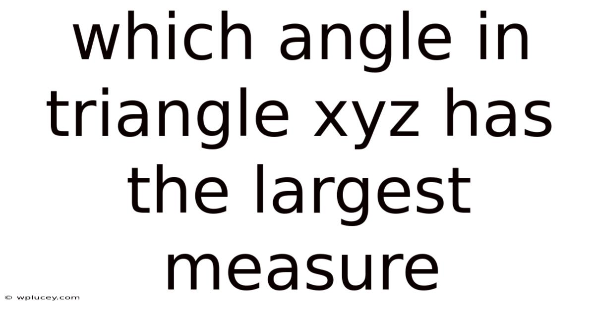 Which Angle In Triangle Xyz Has The Largest Measure