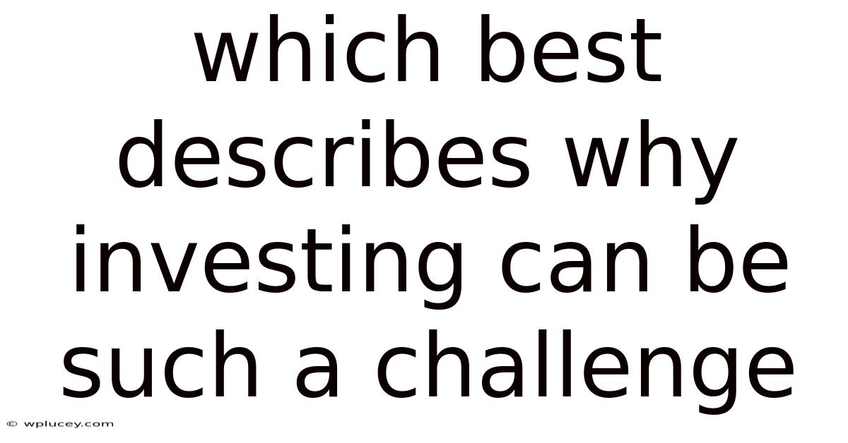 Which Best Describes Why Investing Can Be Such A Challenge