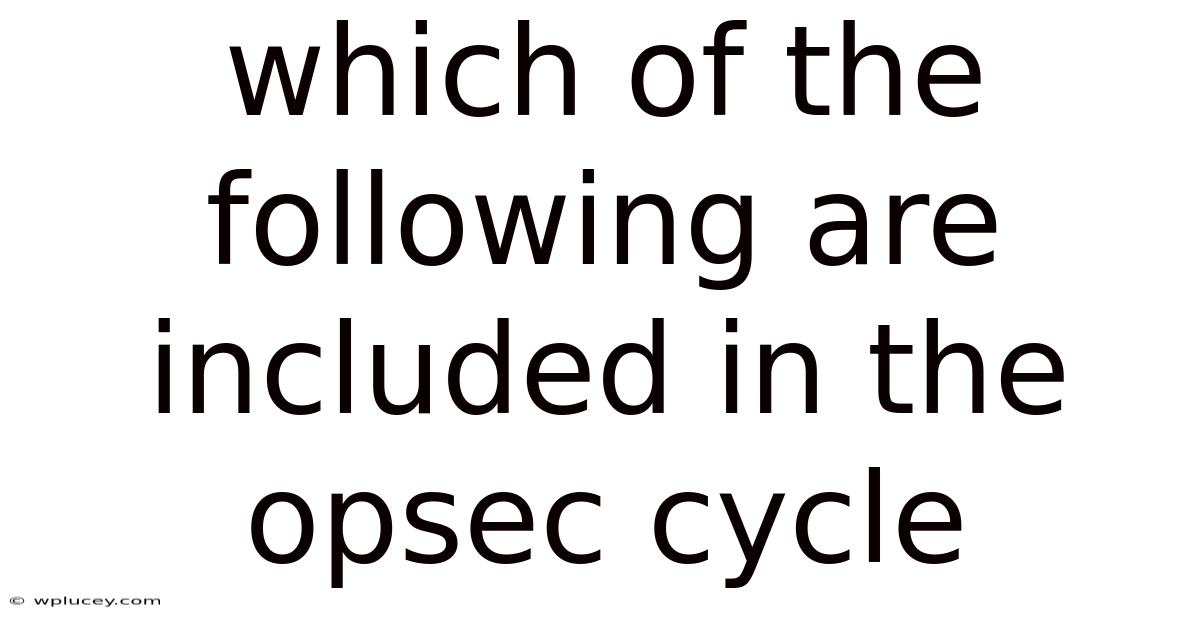 Which Of The Following Are Included In The Opsec Cycle