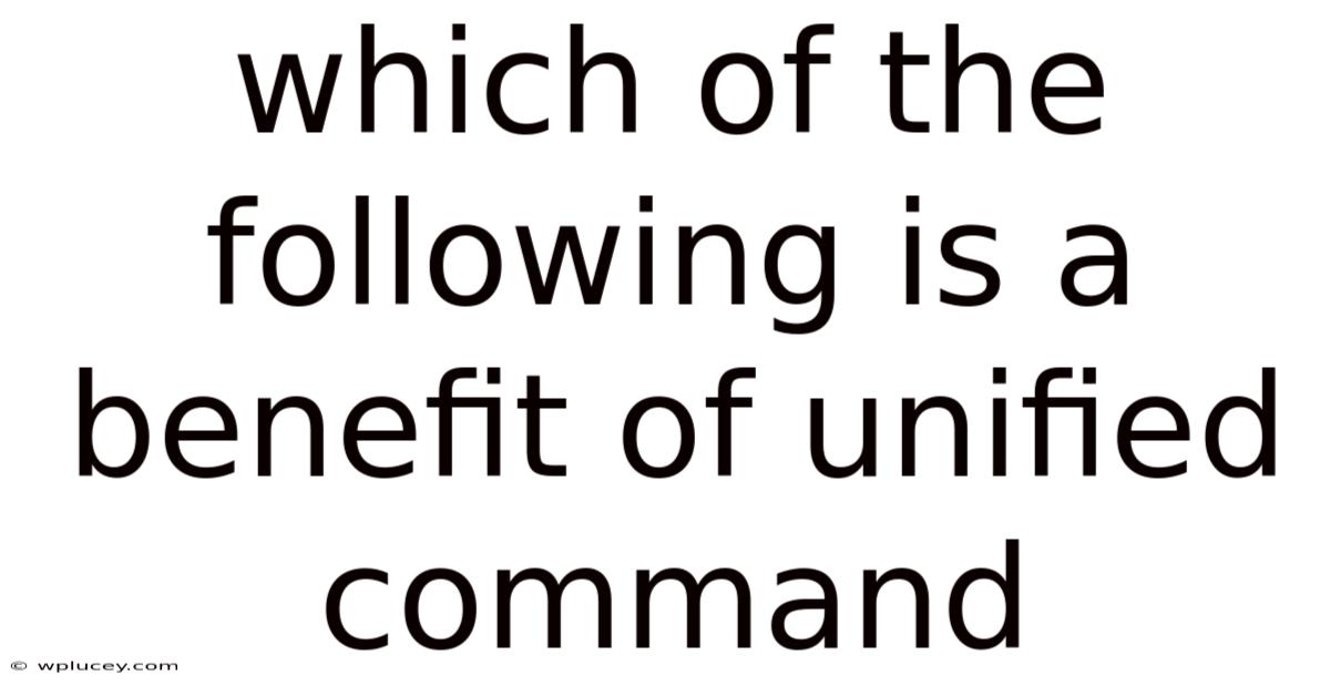 Which Of The Following Is A Benefit Of Unified Command