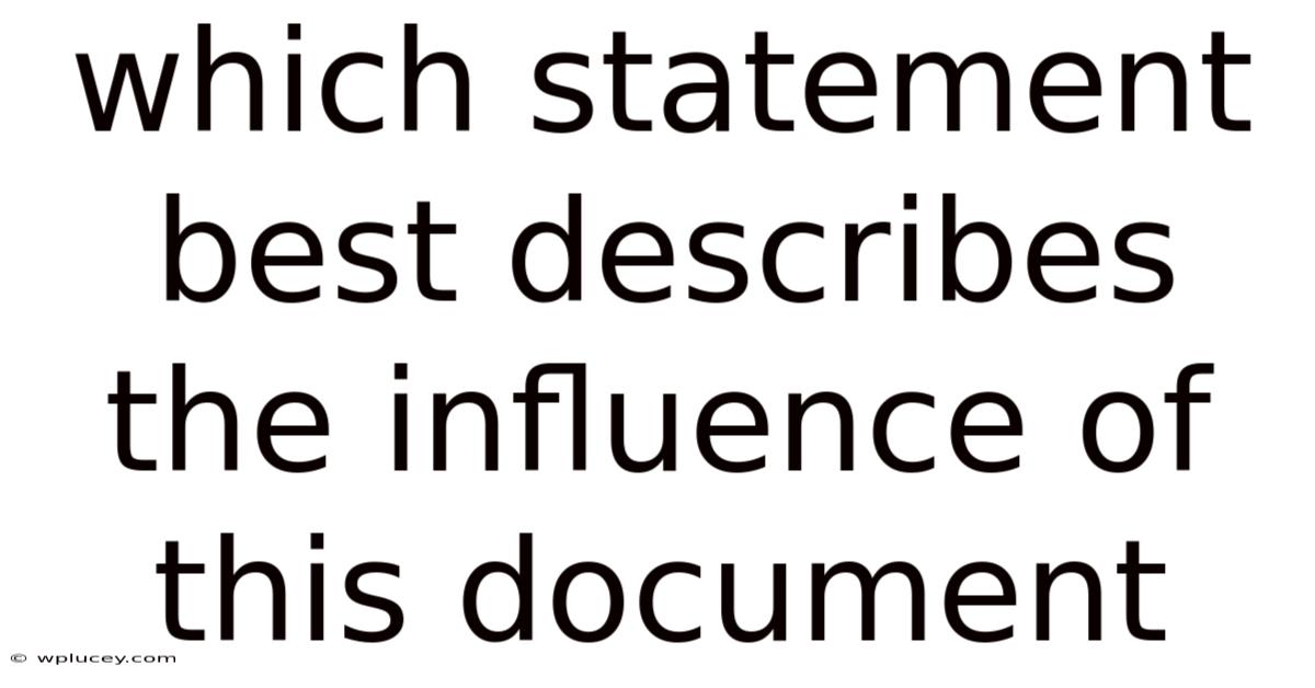 Which Statement Best Describes The Influence Of This Document
