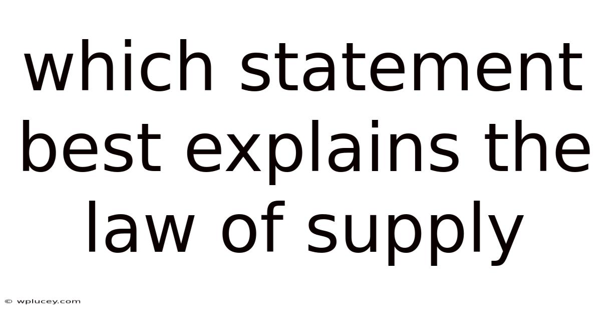 Which Statement Best Explains The Law Of Supply