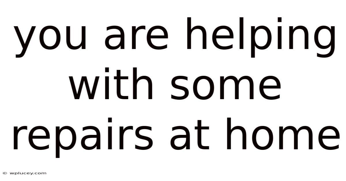 You Are Helping With Some Repairs At Home